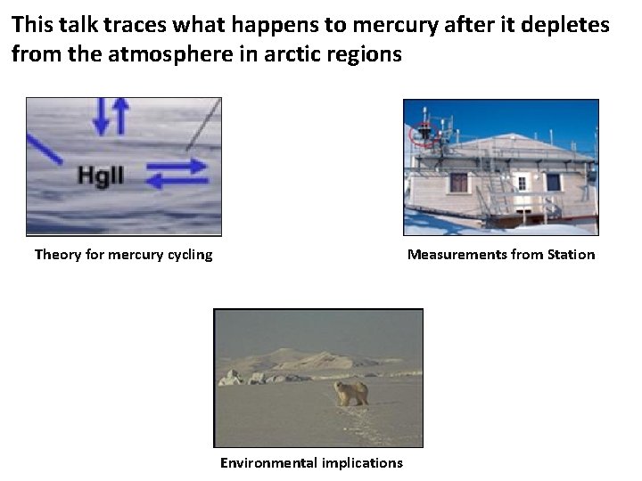 This talk traces what happens to mercury after it depletes from the atmosphere in