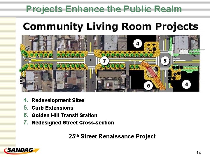 Projects Enhance the Public Realm 4. 5. 6. 7. Redevelopment Sites Curb Extensions Golden