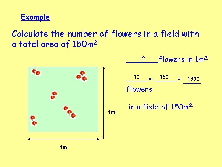 Example Calculate the number of flowers in a field with a total area of