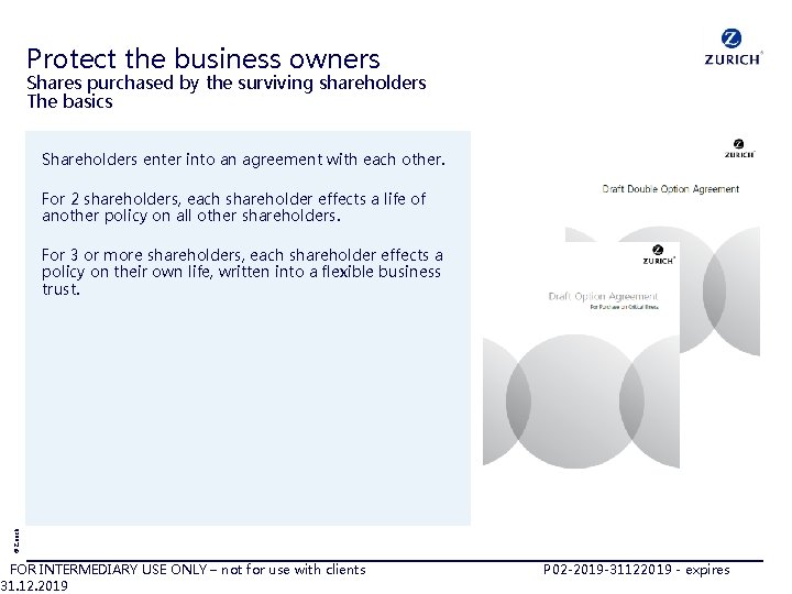 Protect the business owners Shares purchased by the surviving shareholders The basics Shareholders enter