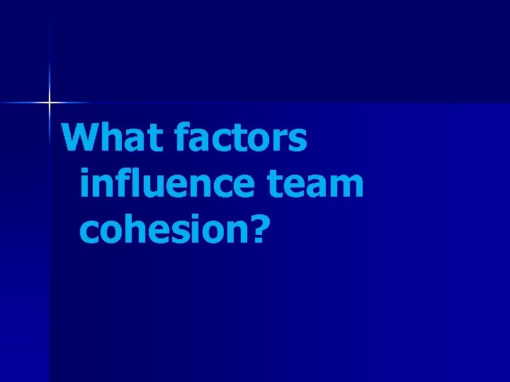What factors influence team cohesion? 