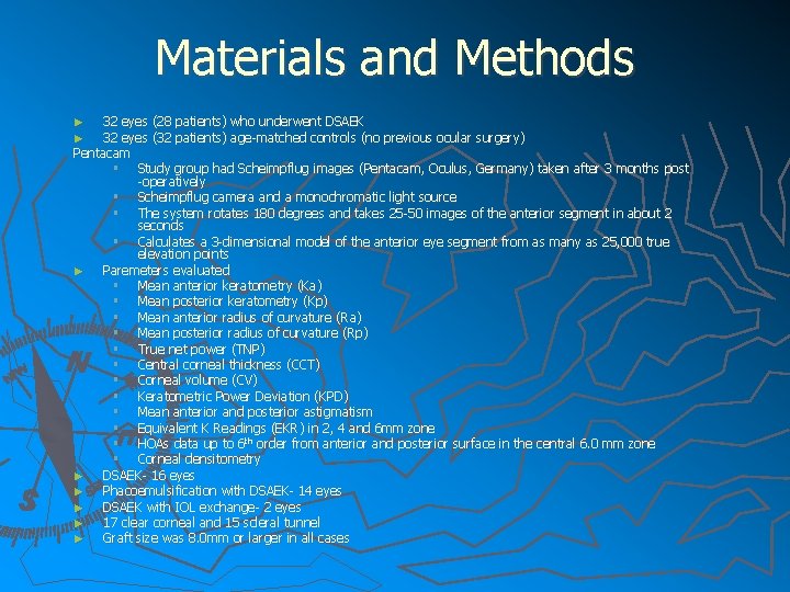 Materials and Methods 32 eyes (28 patients) who underwent DSAEK 32 eyes (32 patients)