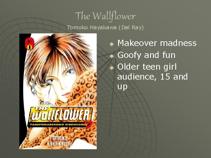 The Wallflower Tomoko Hayakawa (Del Ray) u u u Makeover madness Goofy and fun