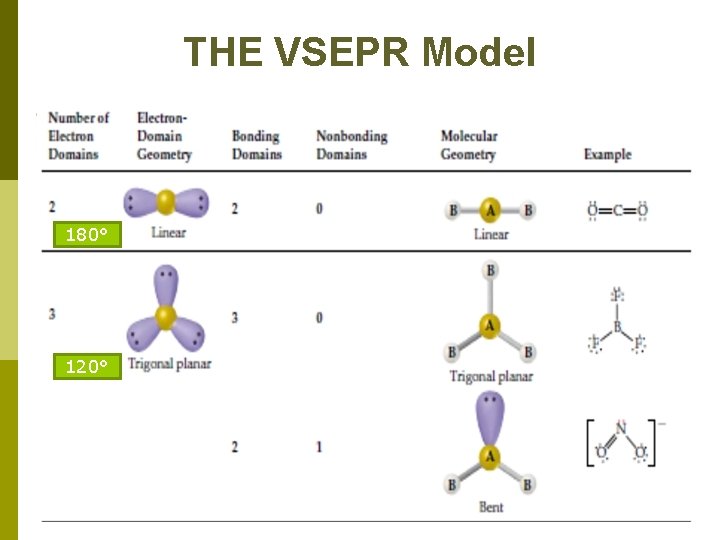 THE VSEPR Model 180° 120° 