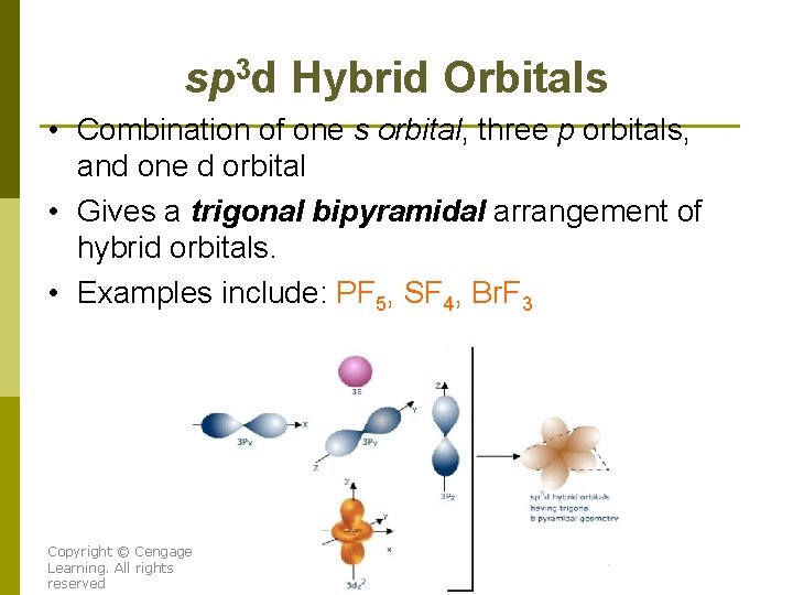 sp 3 d Hybrid Orbitals • Combination of one s orbital, three p orbitals,