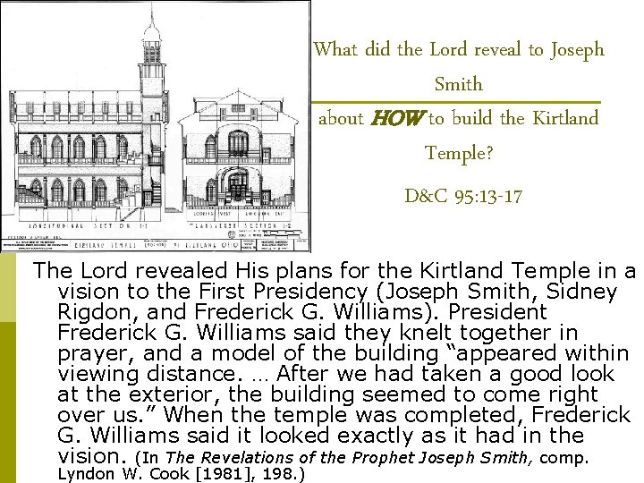 What did the Lord reveal to Joseph Smith about HOW to build the Kirtland