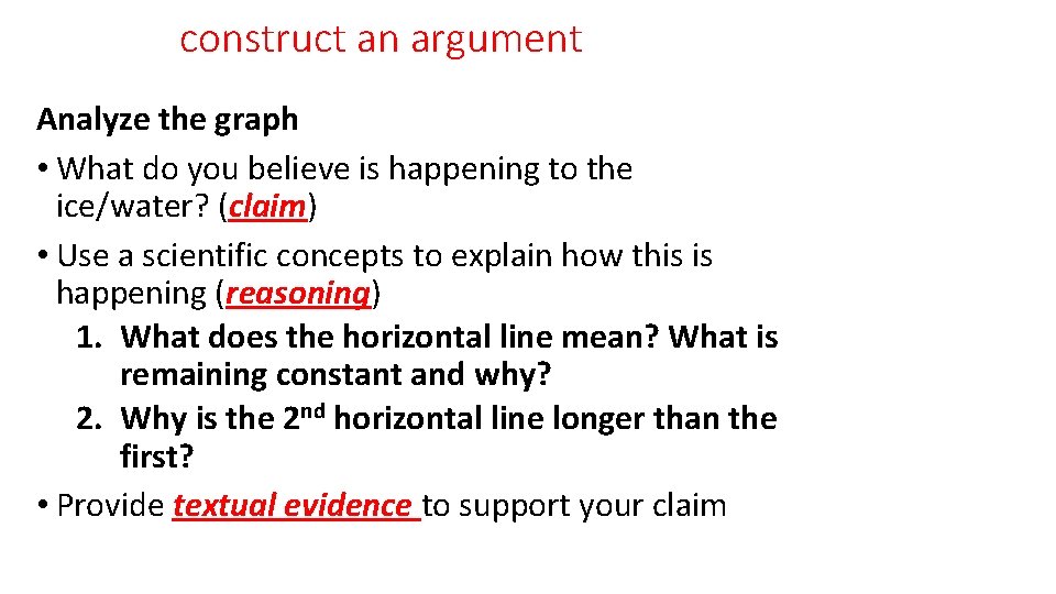 construct an argument Analyze the graph • What do you believe is happening to