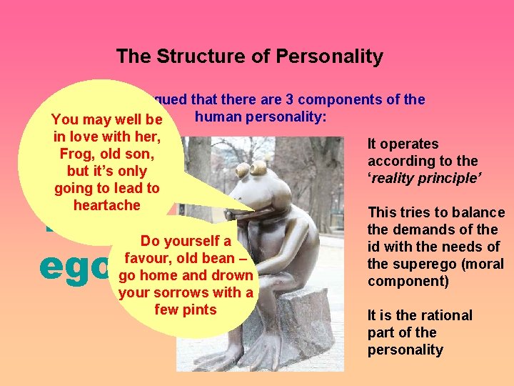 The Structure of Personality Freud argued that there are 3 components of the human