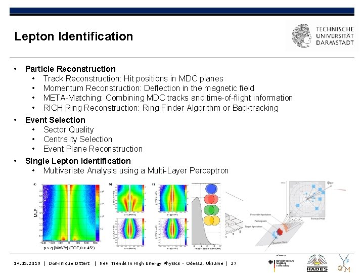 Lepton Identification • Particle Reconstruction • Track Reconstruction: Hit positions in MDC planes •