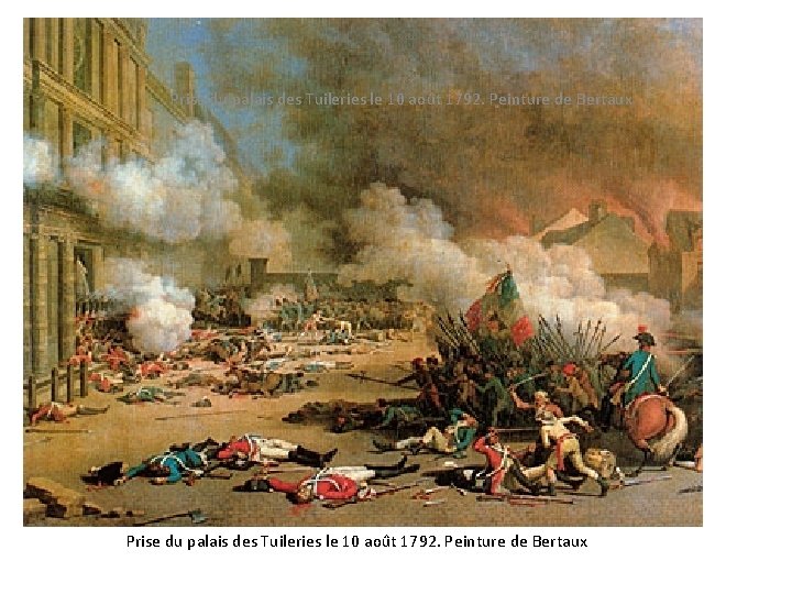 Prise du palais des Tuileries le 10 août 1792. Peinture de Bertaux 