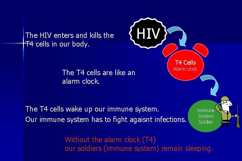 The HIV enters and kills the T 4 cells in our body. HIV T