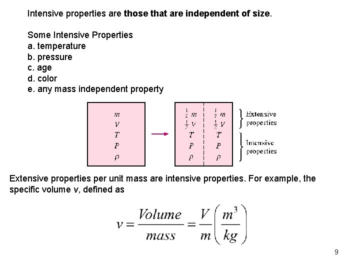 Intensive properties are those that are independent of size. Some Intensive Properties a. temperature