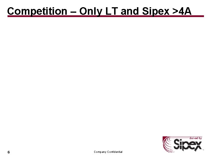Competition – Only LT and Sipex >4 A 6 Company Confidential 