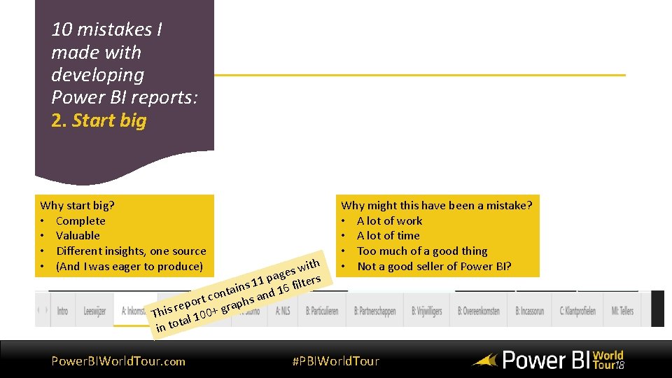 10 mistakes I made with developing Power BI reports: 2. Start big Why start
