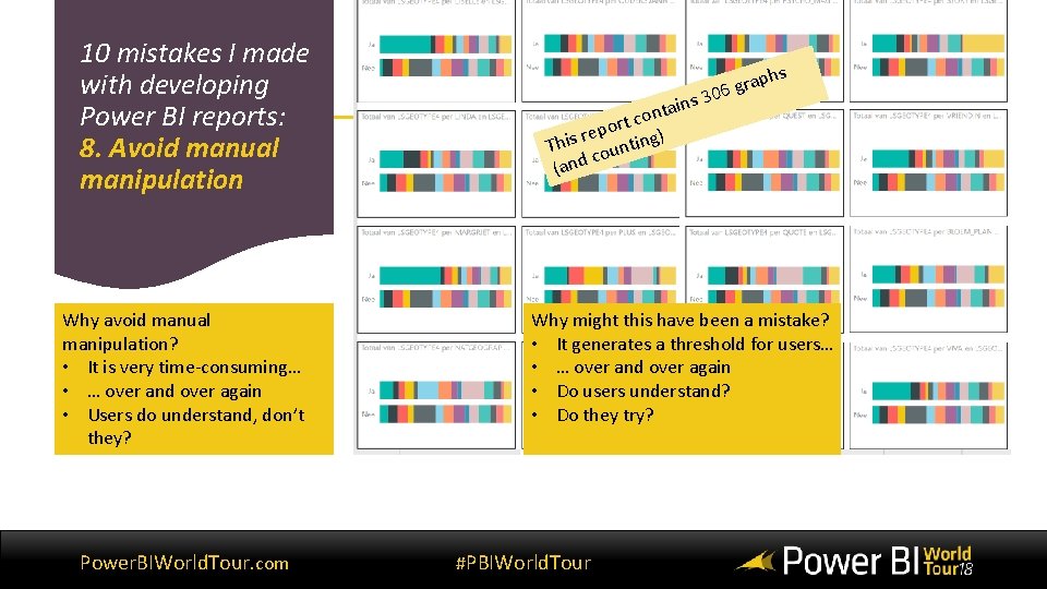 10 mistakes I made with developing Power BI reports: 8. Avoid manual manipulation Why