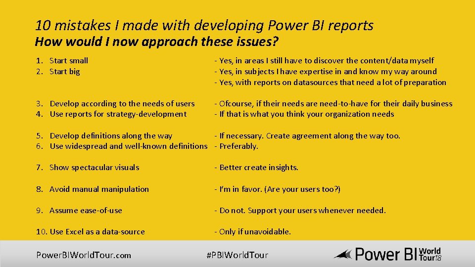 10 mistakes I made with developing Power BI reports How would I now approach