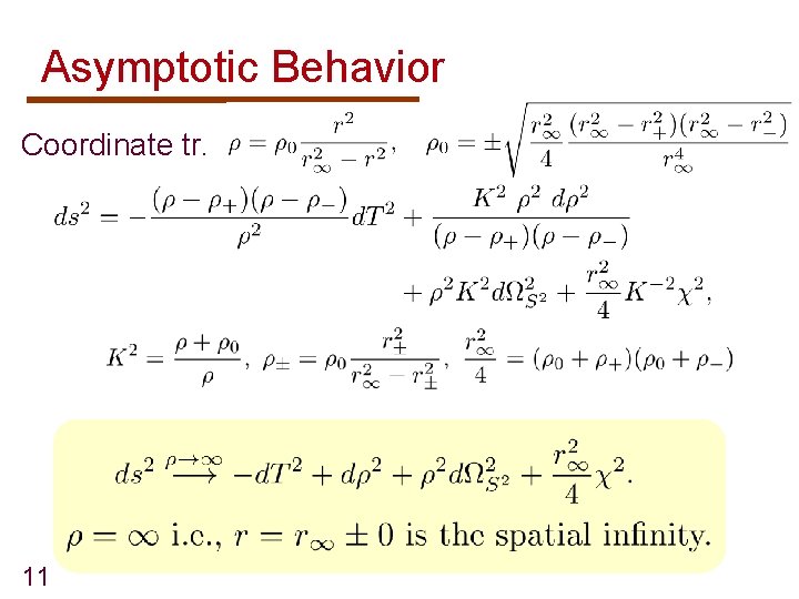 Asymptotic Behavior Coordinate tr. 11 