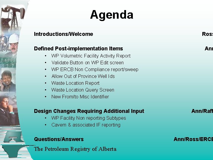 Agenda Introductions/Welcome Defined Post-implementation Items • • Ann WP Volumetric Facility Activity Report Validate