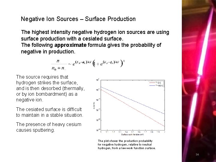 Negative Ion Sources – Surface Production The highest intensity negative hydrogen ion sources are