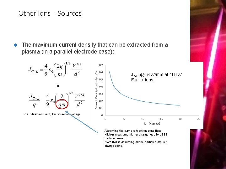 Other Ions - Sources The maximum current density that can be extracted from a