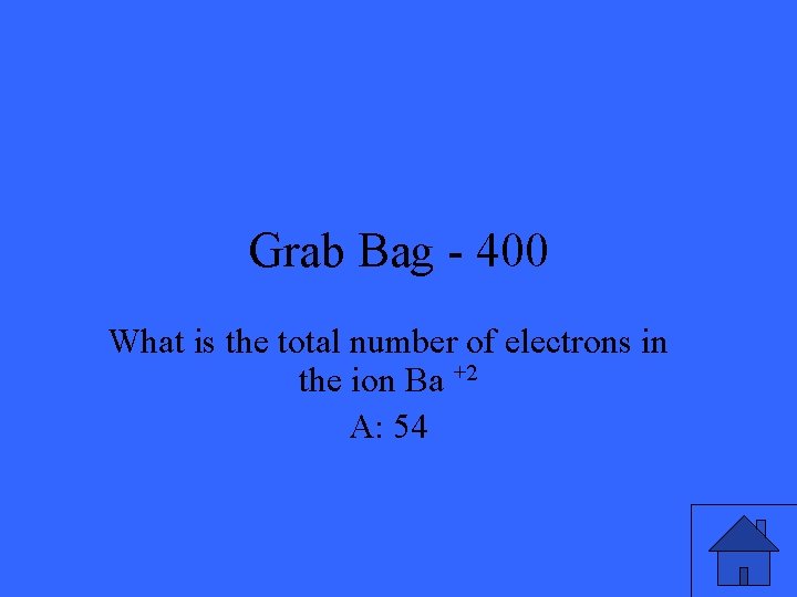 Grab Bag - 400 What is the total number of electrons in the ion