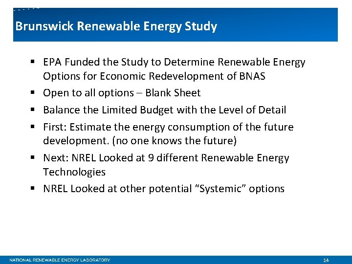 Brunswick Renewable Energy Study § EPA Funded the Study to Determine Renewable Energy Options