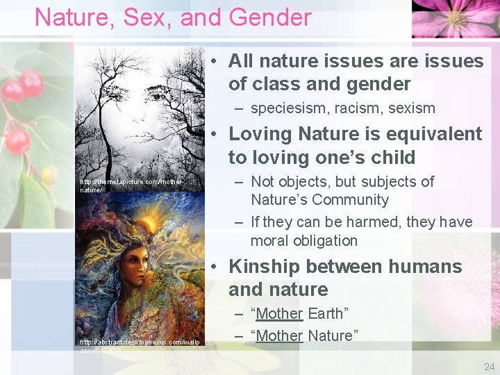 Nature, Sex, and Gender • All nature issues are issues of class and gender
