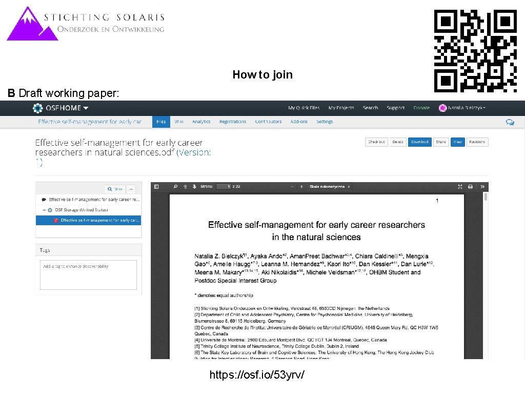 How to join B Draft working paper: https: //osf. io/53 yrv/ 