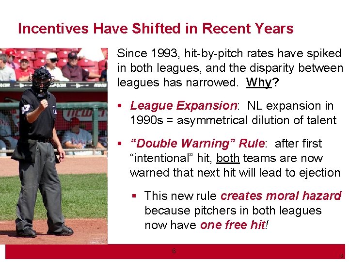 Incentives Have Shifted in Recent Years Since 1993, hit-by-pitch rates have spiked in both