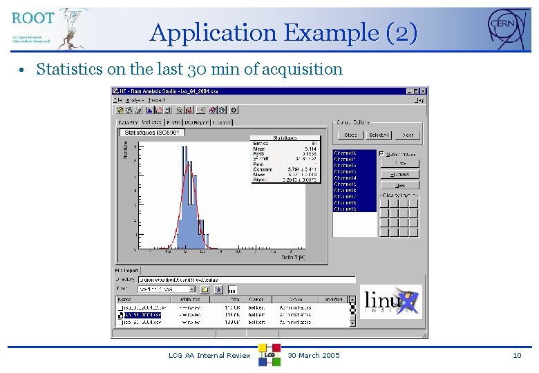Application Example (2) • Statistics on the last 30 min of acquisition LCG AA