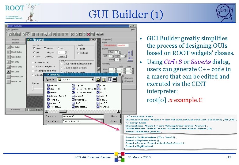 GUI Builder (1) • GUI Builder greatly simplifies the process of designing GUIs based