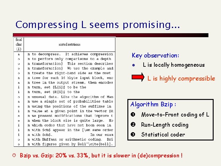 Compressing L seems promising. . . Key observation: l L is locally homogeneous L