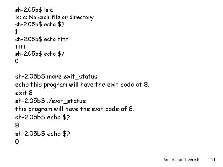 sh-2. 05 b$ ls a ls: a: No such file or directory sh-2. 05