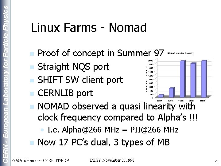 CERN - European Laboratory for Particle Physics Linux Farms - Nomad n n n