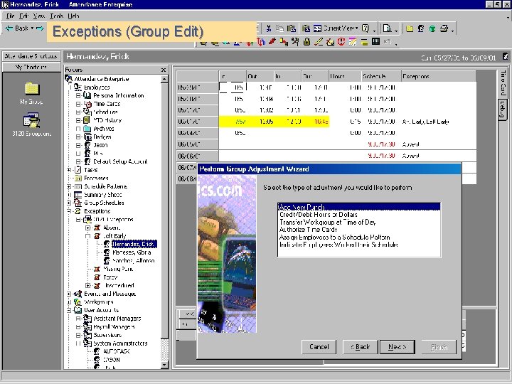 Exceptions (Group Edit) 