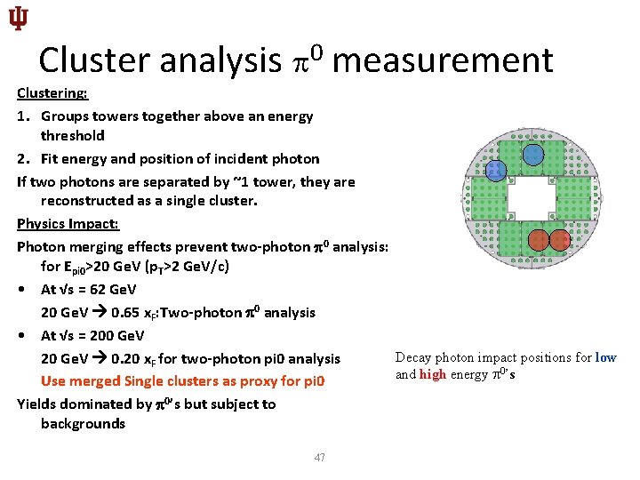 Cluster analysis 0 measurement Clustering: 1. Groups towers together above an energy threshold 2.