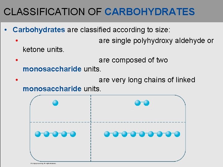 CLASSIFICATION OF CARBOHYDRATES • Carbohydrates are classified according to size: • are single polyhydroxy