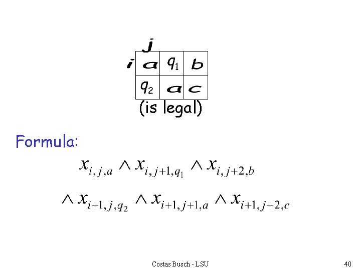 (is legal) Formula: Costas Busch - LSU 40 