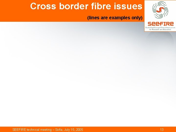 Cross border fibre issues (lines are examples only) SEEFIRE technical meeting – Sofia, July