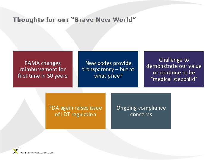 Thoughts for our “Brave New World” PAMA changes reimbursement for first time in 30