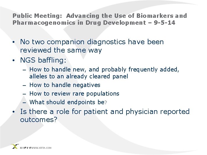 Public Meeting: Advancing the Use of Biomarkers and Pharmacogenomics in Drug Development – 9