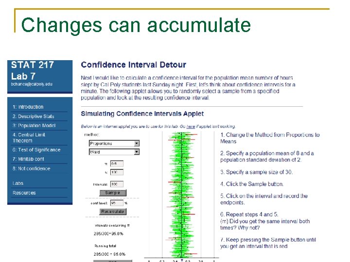 Changes can accumulate (1998) 16 