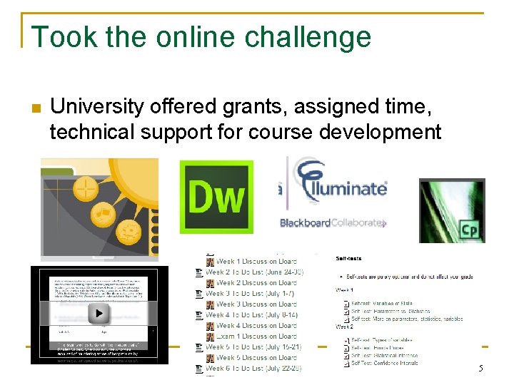 Took the online challenge n University offered grants, assigned time, technical support for course