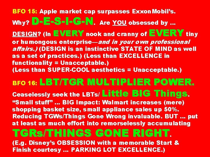 BFO 15: Apple market cap surpasses Exxon. Mobil’s. Why? D-E-S-I-G-N. Are YOU obsessed by