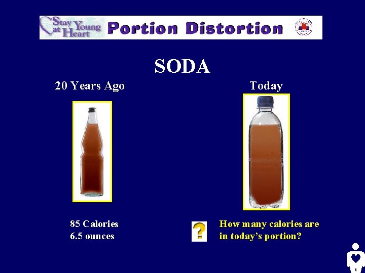SODA 20 Years Ago 85 Calories 6. 5 ounces Today How many calories are
