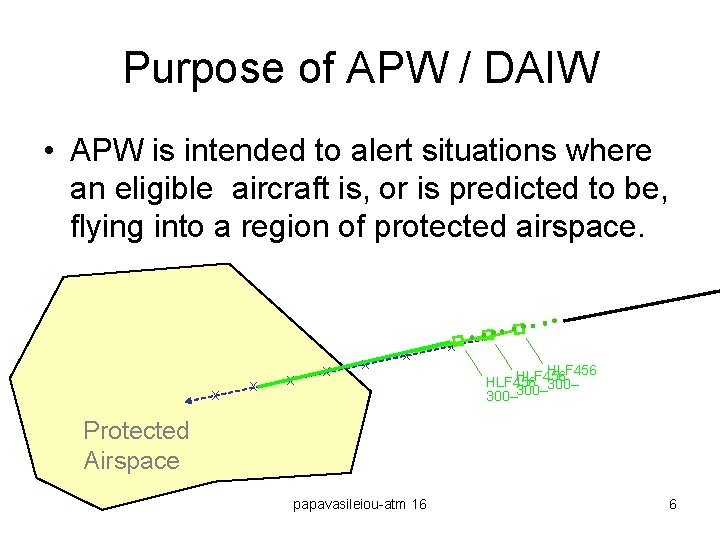 Purpose of APW / DAIW • APW is intended to alert situations where an