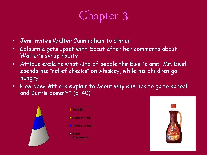 Chapter 3 • Jem invites Walter Cunningham to dinner • Calpurnia gets upset with