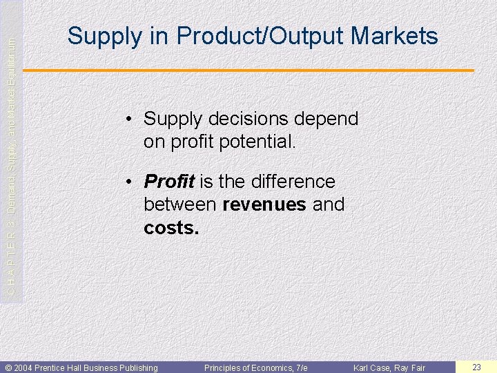 C H A P T E R 3: Demand, Supply, and Market Equilibrium Supply