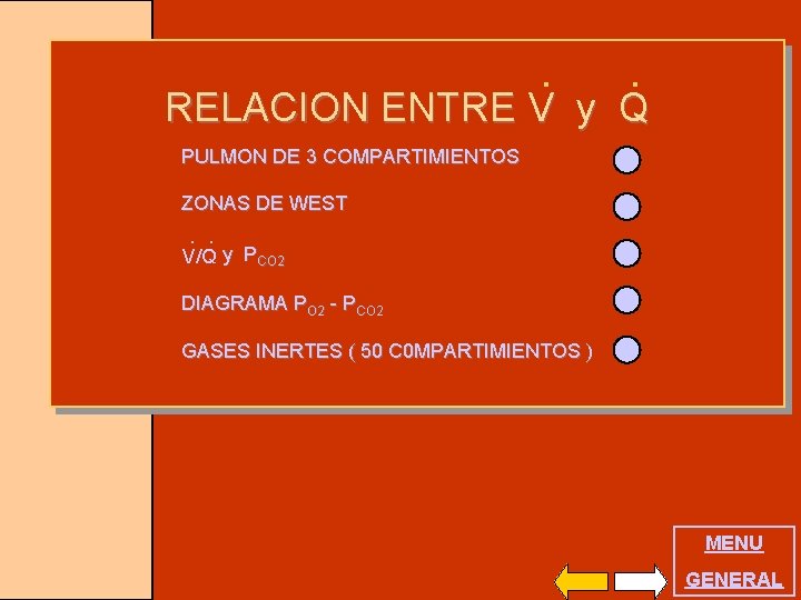 . . RELACION ENTRE V y Q PULMON DE 3 COMPARTIMIENTOS ZONAS DE WEST