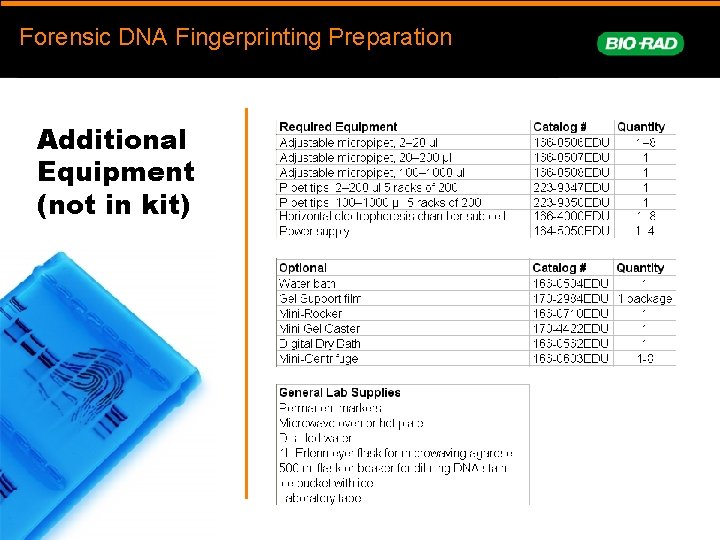 Forensic DNA Fingerprinting Preparation prep Additional Equipment (not in kit) 